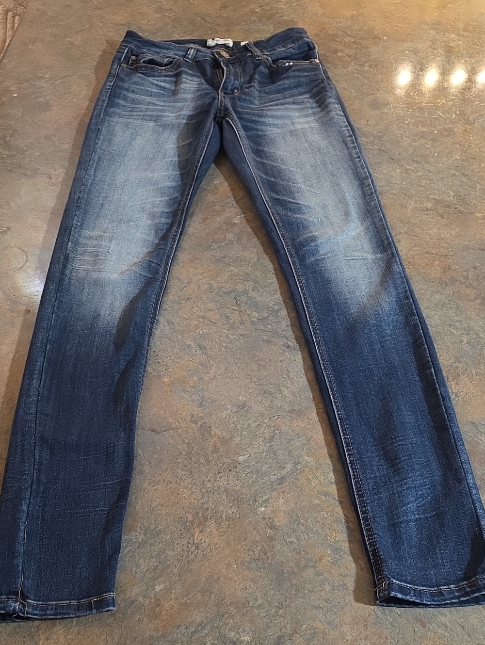 Indigo Rein Slim Straight Dark Blue Washed Jeans